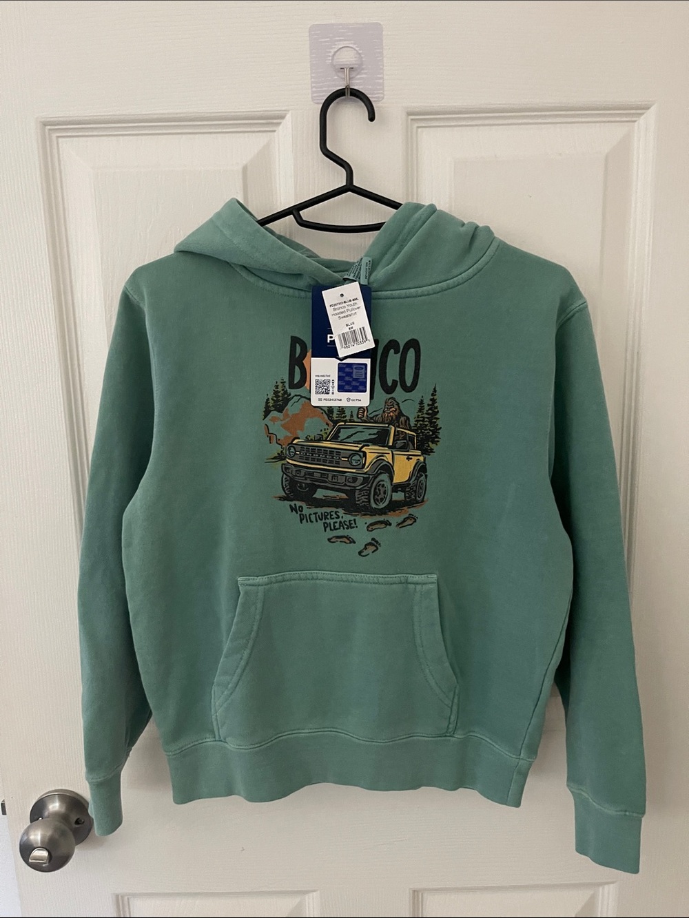 Ford Bronco Kids Green Hooded Pullover Sweatshirt - Outdoor Graphic